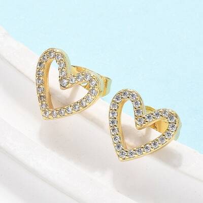 Brass Micro Pave Clear Cubic Zirconia Stud Earrings