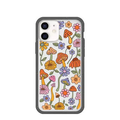 Clear Shrooms and Blooms iPhone 12/ iPhone 12 Pro Case With Black Ridge