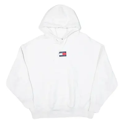 TOMMY JEANS Mens White Hoodie L