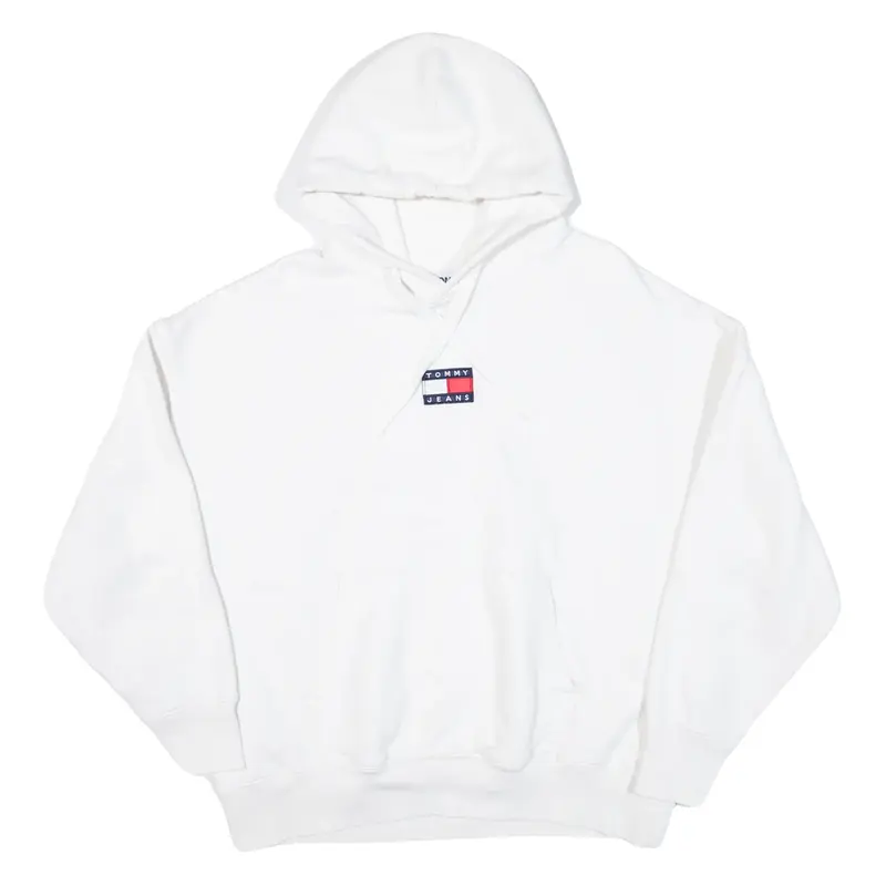TOMMY JEANS Mens White Hoodie L