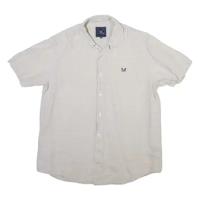CREW CLOTHING Mens Plain Shirt Beige Linen M
