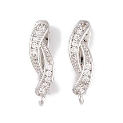 Rack Plating Brass Cubic Zirconia Hoop Earring Findings