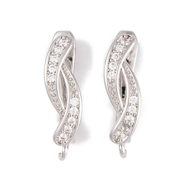 Rack Plating Brass Cubic Zirconia Hoop Earring Findings