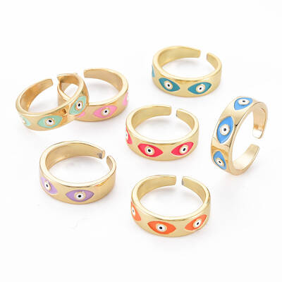 Real 16K Gold Plated Brass Enamel Cuff Rings