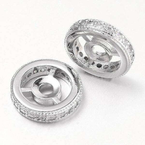 Steering Wheel Brass Micro Pave Cubic Zirconia Beads
