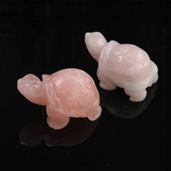 Natural Rose Quartz Carved Healing Tortoise Figurines