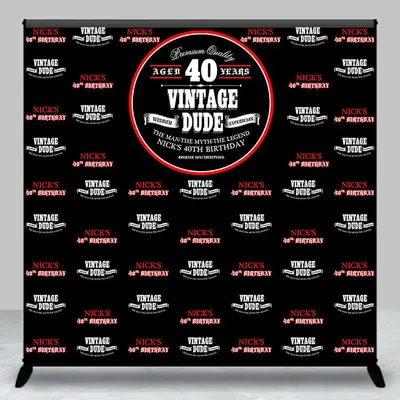 Red Black Step And Repeat Custom 40th Birthday Backdrop - Aperturee