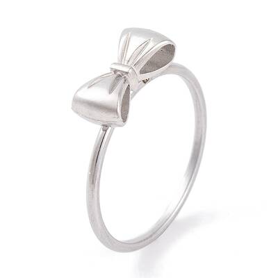 Non-Tarnish 304 Stainless Steel Bowknot Finger Ring for Women