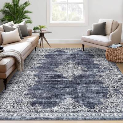Garvee Washable Area Rug 5x7 Rug for Living Room Boho Vintage Rug for Bedroom Aesthetic Distressed Non Slip Throw Rugs Soft L...