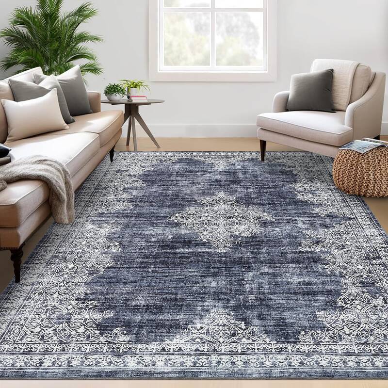 Garvee Washable Area Rug 5x7 Rug for Living Room Boho Vintage Rug for Bedroom Aesthetic Distressed Non Slip Throw Rugs Soft L...
