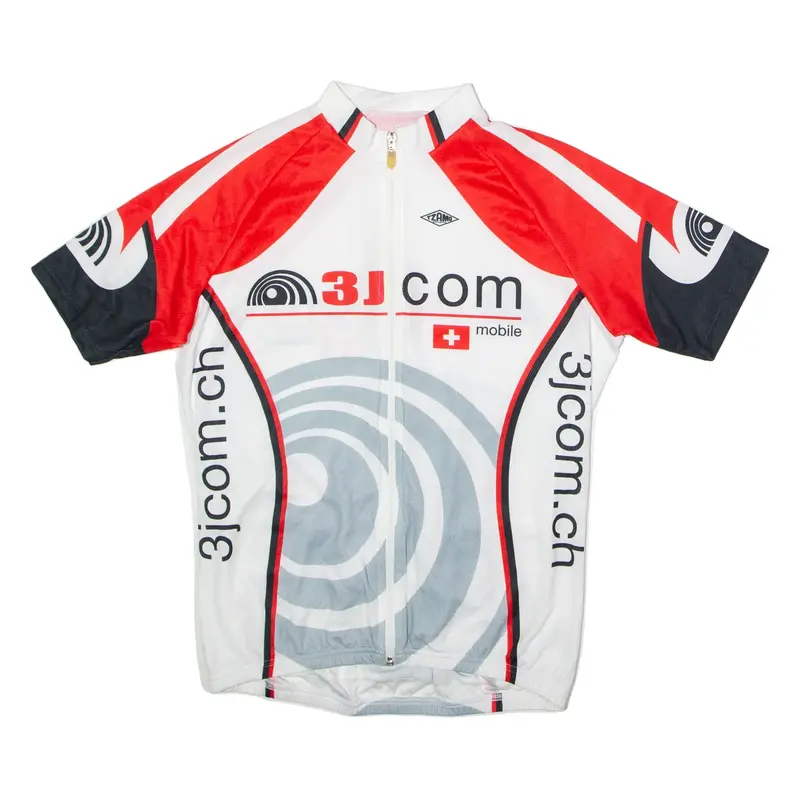 TZAMO Full Zip Cycling Mens Jersey White High Neck XL