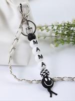 Letter Pattern Silicone Beaded Keychain, Cute Smile Face Beaded Keychain for Car Keys for Women & Men, Fashion Accessories fo...