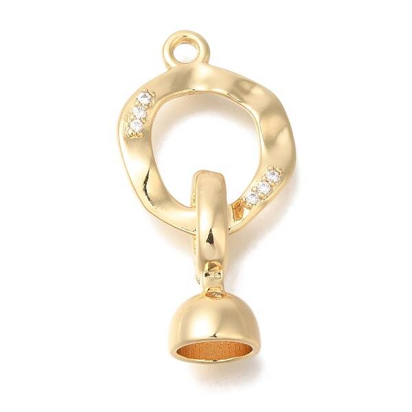 Brass Micro Pave Clear Cubic Zirconia Fold Over Clasps