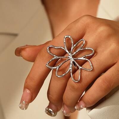 304 Stainless Steel Adjustable Cuff Rings for Women