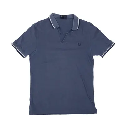 FRED PERRY Slim Fit Polo Shirt Blue Short Sleeve Mens M