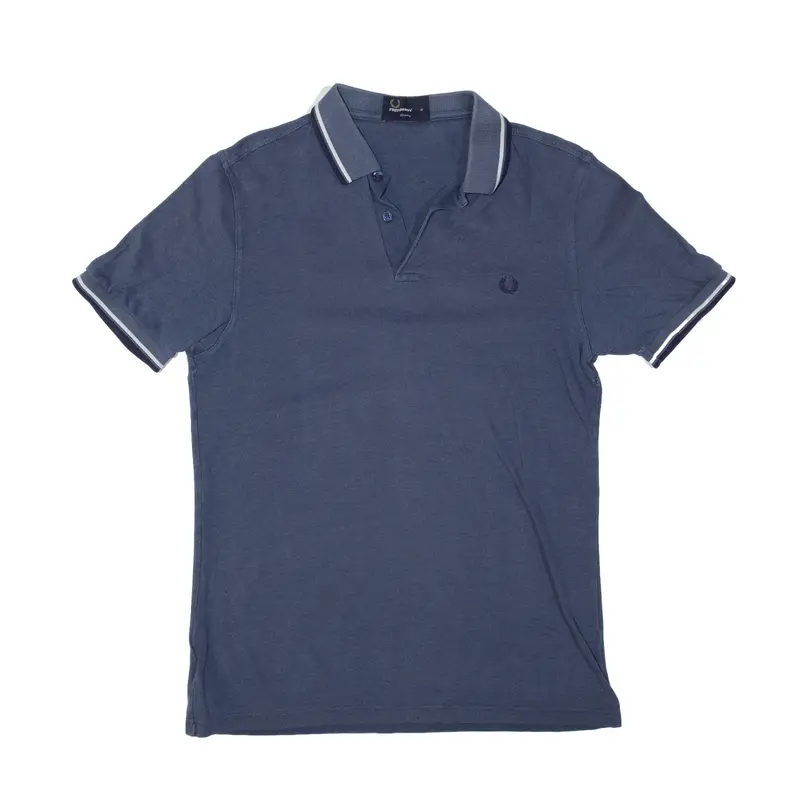 FRED PERRY Slim Fit Polo Shirt Blue Short Sleeve Mens M