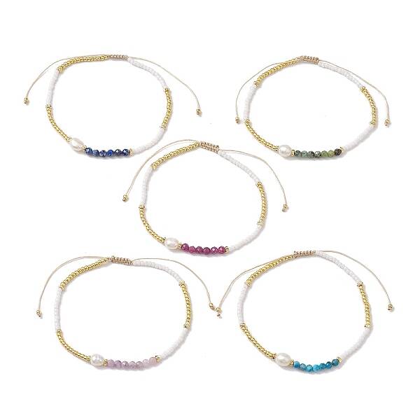 5Pcs Natural Gemstone Beaded Bracelets
