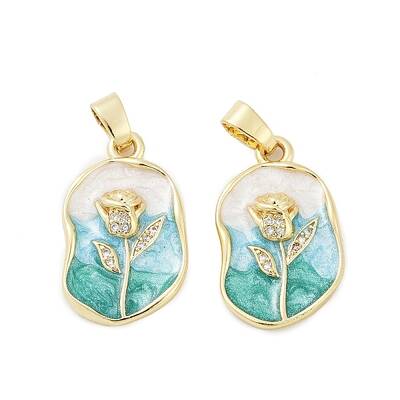 Brass Micro Pave Clear Cubic Zirconia Pendants