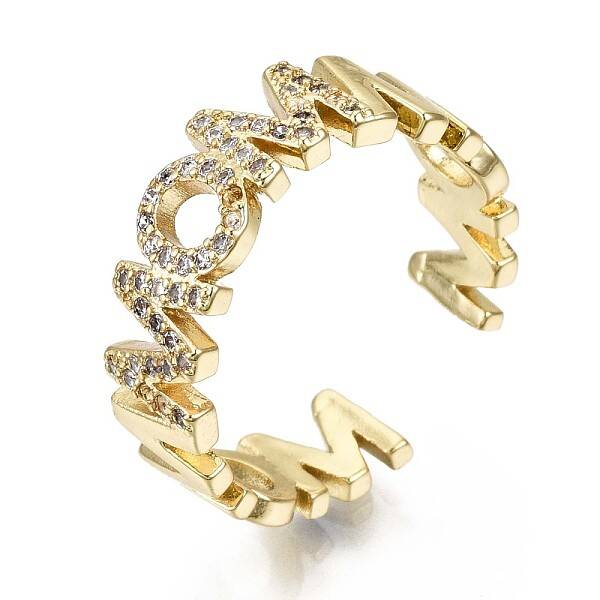 Brass Micro Pave Clear Cubic Zirconia Cuff Rings