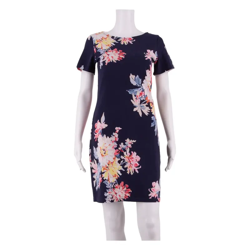JOULES Womens Day Dress Blue Floral Short Sleeve Knee Length UK 8