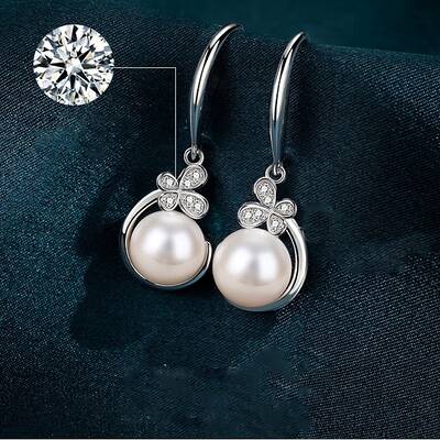925 Sterling Silver Micro Pave Clear Cubic Zirconia Dangle Earrings
