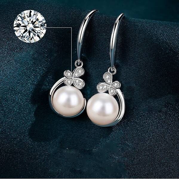 925 Sterling Silver Micro Pave Clear Cubic Zirconia Dangle Earrings