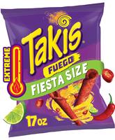 Takis Blue Heat 17 oz Fiesta Size Bag, Hot Chili Pepper Flavored Extreme Spicy Rolled Tortilla Chips