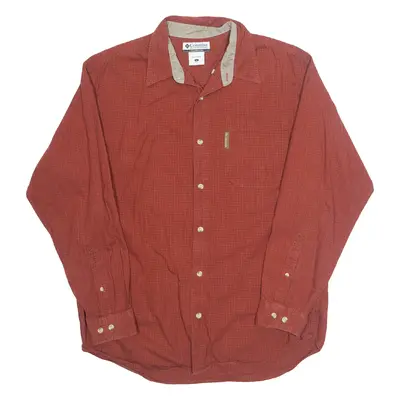 COLUMBIA Mens Shirt Orange 90s Check Long Sleeve L