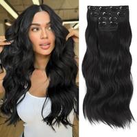 Vigorous Clip in Hair Extensions Long Wavy Synthetic Hairpieces,Natural & Soft Hair & Blends Well Hair Extensions,Easy to Wea...