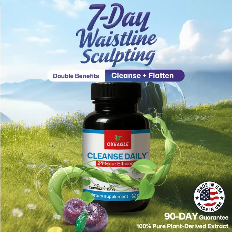 OXEAGLE Daily Cleanse Double Benefits,Cleanse & Flatten Gentle Herbal Cleanse & Digestive Support Supplement  Made in USA– ...
