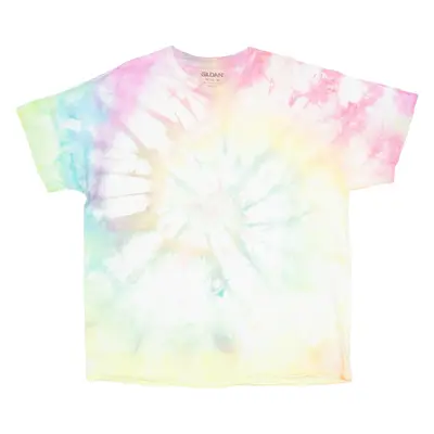 GILDAN Mens Tie Dye T-Shirt Yellow Crew Neck XL