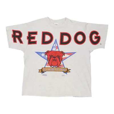 All American Red Dog Made In USA Nice Man Graphic T-Shirt - XL White Cotton