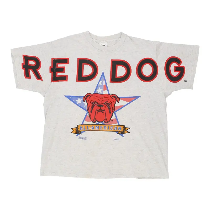 All American Red Dog Made In USA Nice Man Graphic T-Shirt - XL White Cotton