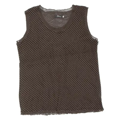 LINA Womens Printed Vest Brown Sleeveless Spotted XL