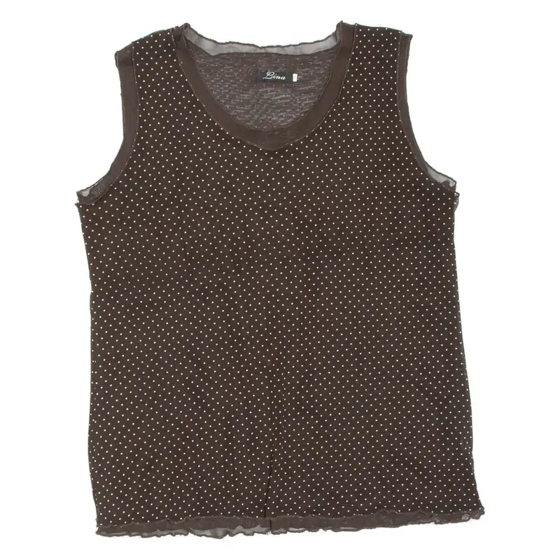 LINA Womens Printed Vest Brown Sleeveless Spotted XL