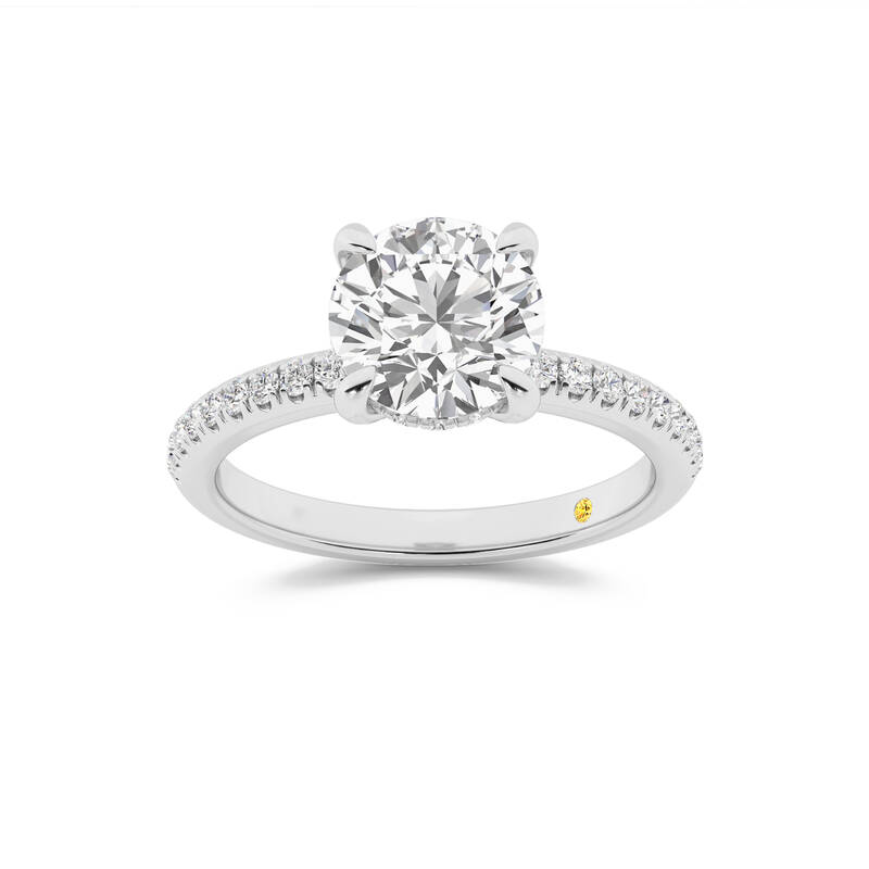Aurelia Half Coverage Hidden Halo Round Lab Grown Diamond Engagement Ring | 10K White Gold 2 7/8 CT. TW.