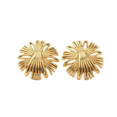 Ion Plating(IP) 304 Stainless Steel Flower Stud Earrings
