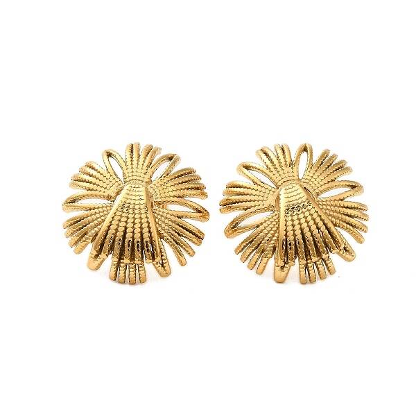 Ion Plating(IP) 304 Stainless Steel Flower Stud Earrings