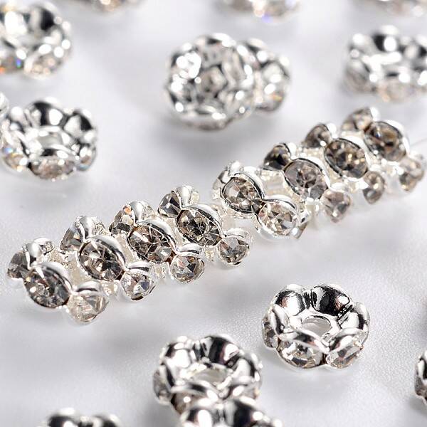 Brass Rhinestone Spacer Beads