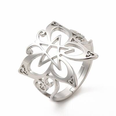 Non-Tarnish 304 Stainless Steel Butterfly with Star Adjustable Ring for Women