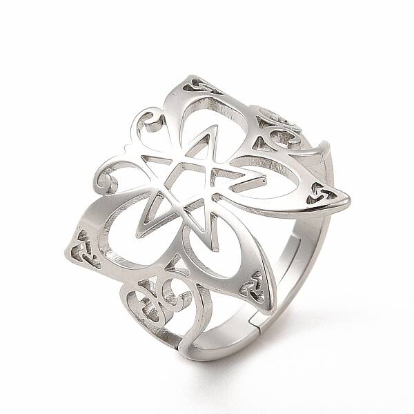 Non-Tarnish 304 Stainless Steel Butterfly with Star Adjustable Ring for Women