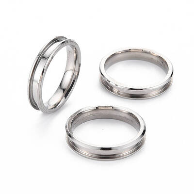 304 Stainless Steel Grooved Finger Ring Settings