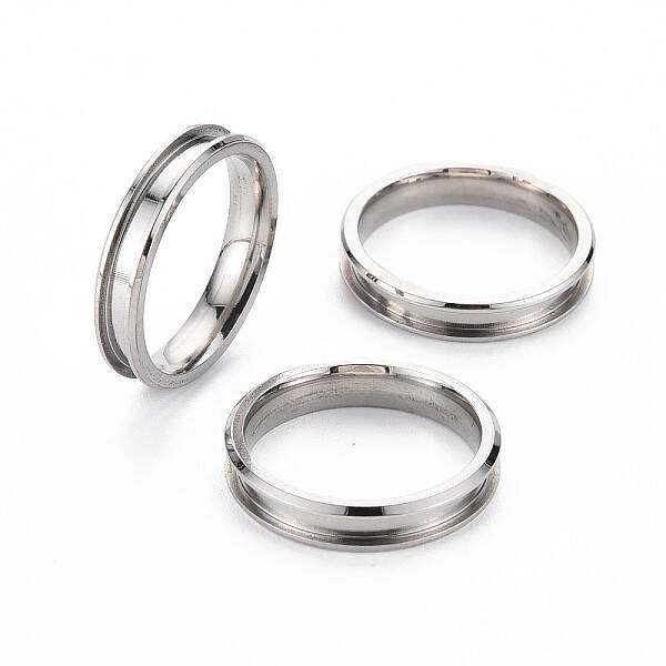 304 Stainless Steel Grooved Finger Ring Settings