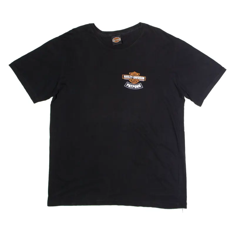 HARLEY DAVIDSON Patpong Mens Biker T-Shirt Black Crew Neck L