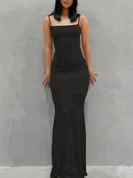 Women's Solid Color Spaghetti Strap Cami Mermaid Nightdress, Lady Elegant Slim Fit Curvy Night Gown for Women, Casual Comfy S...