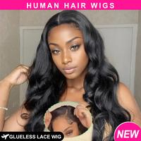 [NEW IN] 9x6 7x5 6x4 Pre-Cut Body Wave Glueless Wig Real Human Hair Wigs For Women Pre-plucked Hairline Natural Black Color