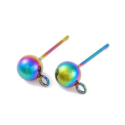 Rainbow Color 304 Stainless Steel Ball Stud Earring Post