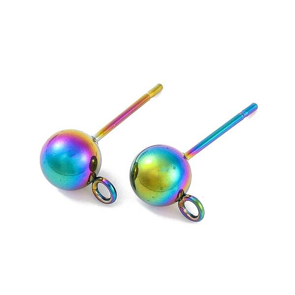 Rainbow Color 304 Stainless Steel Ball Stud Earring Post