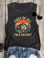 Women's Letter Print Round Neck Tank Top, Casual Sleeveless Top for Daily Wear, Ladies Clothes for All Seasons, Clothing