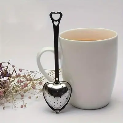 Heart Shaped Stainless Steel Tea Filter, 2pcs Simple Modern Flower Tea Brewer, Drinking Accessories for Home Dinning Room Pic...